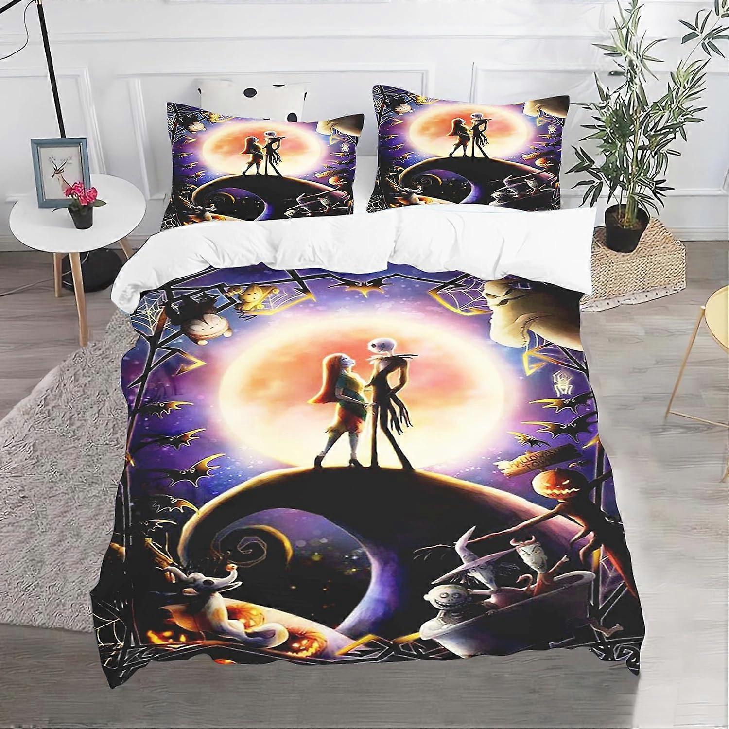 Noel Öncesi Kabus Nevresim Takımı, Yastık Kılıfı, %100 Mikrofiber, Cadılar Bayramı, 3D Dijital Baskı, Nevresim, Çocuklar ve Yetişkinler için