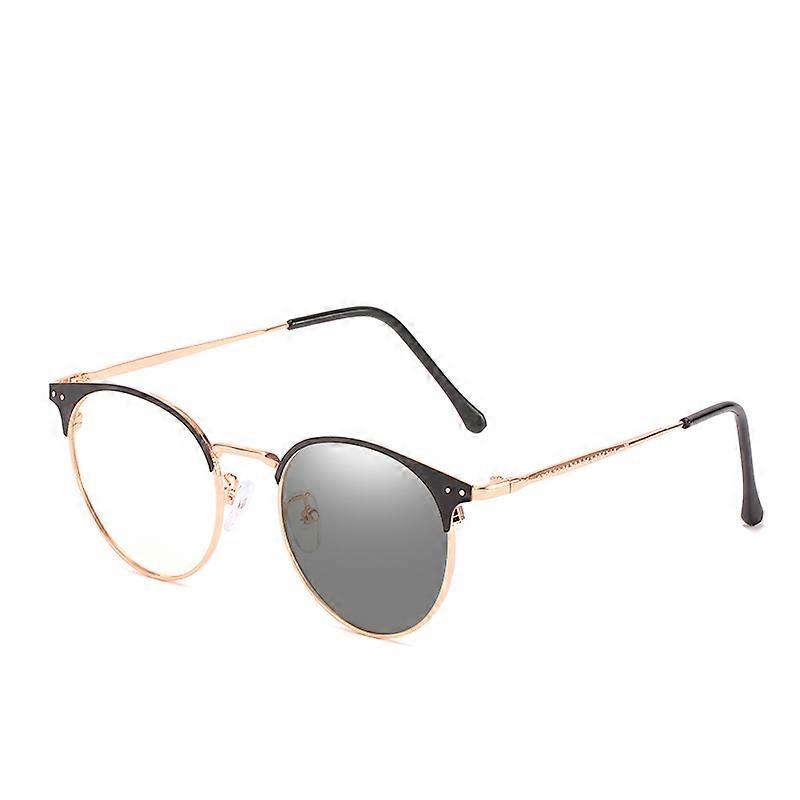 Bluelight-blocking Glasses Flat Lens with Discoloration Retro Style Round Thin Frame for