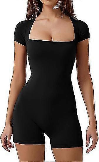Women's Bodycon Romper Square Neck Sexy Unitard Jumpsuit