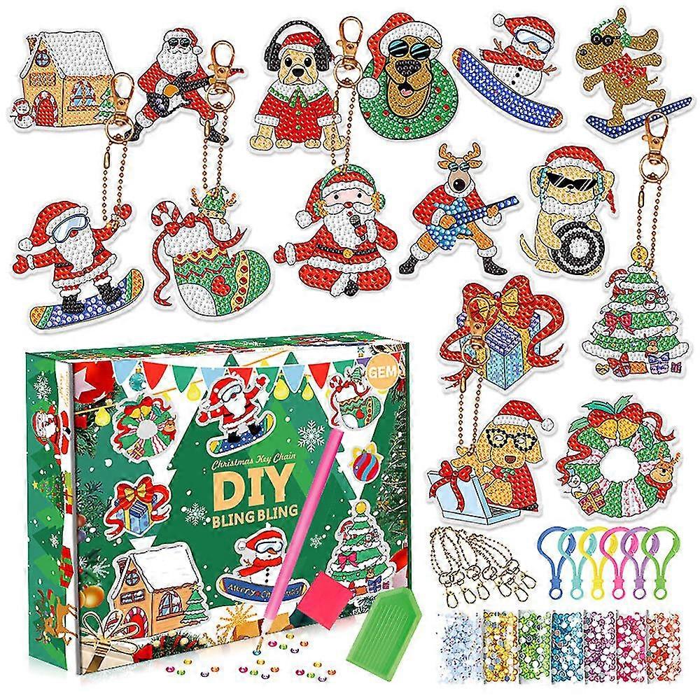 Weihnachten Advent Kalender Countdown Diamant Malerei Kit Diy Schlüsselanhänger Geschenk Kind Erwachsene