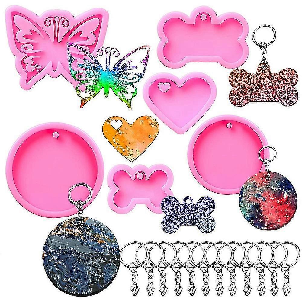 6pcs Silicone Keychain Molds With Key Rings Compatible With Pendant Diy Crafts