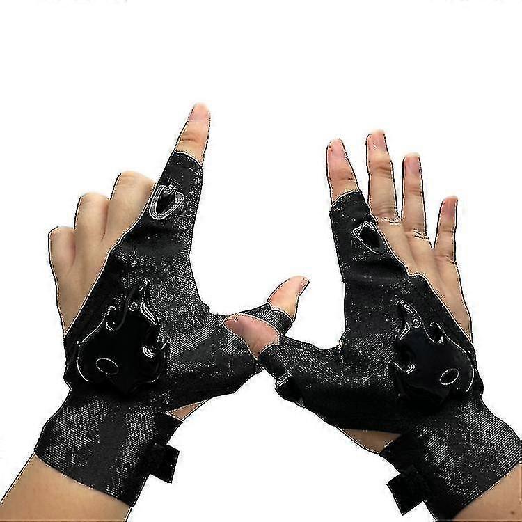1 Pair Of Led Flashlight Gloves, Rechargeable Flashlights,adjustable Comfortable Hands Free Light Gloves For Fishing