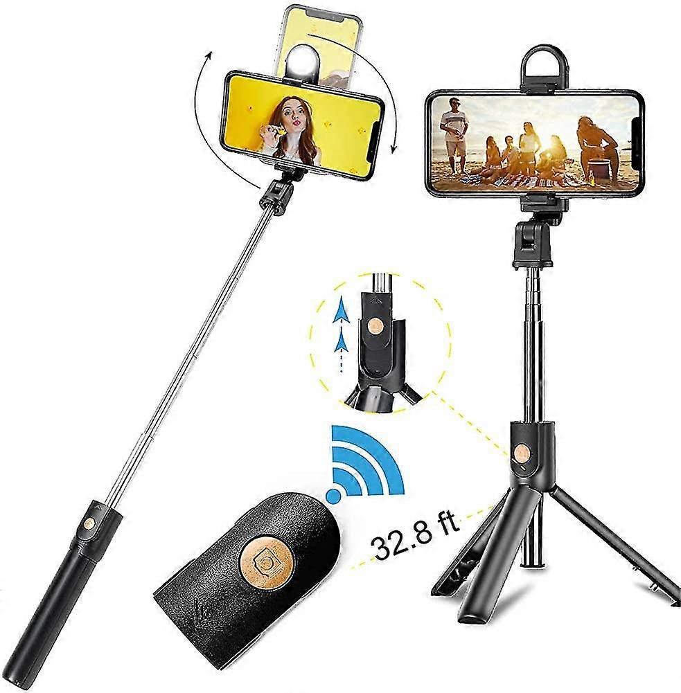N/h Selfie Sticks Tripods - Wireless Remote & Fill Light Mini Portable Extendable Cell Pho