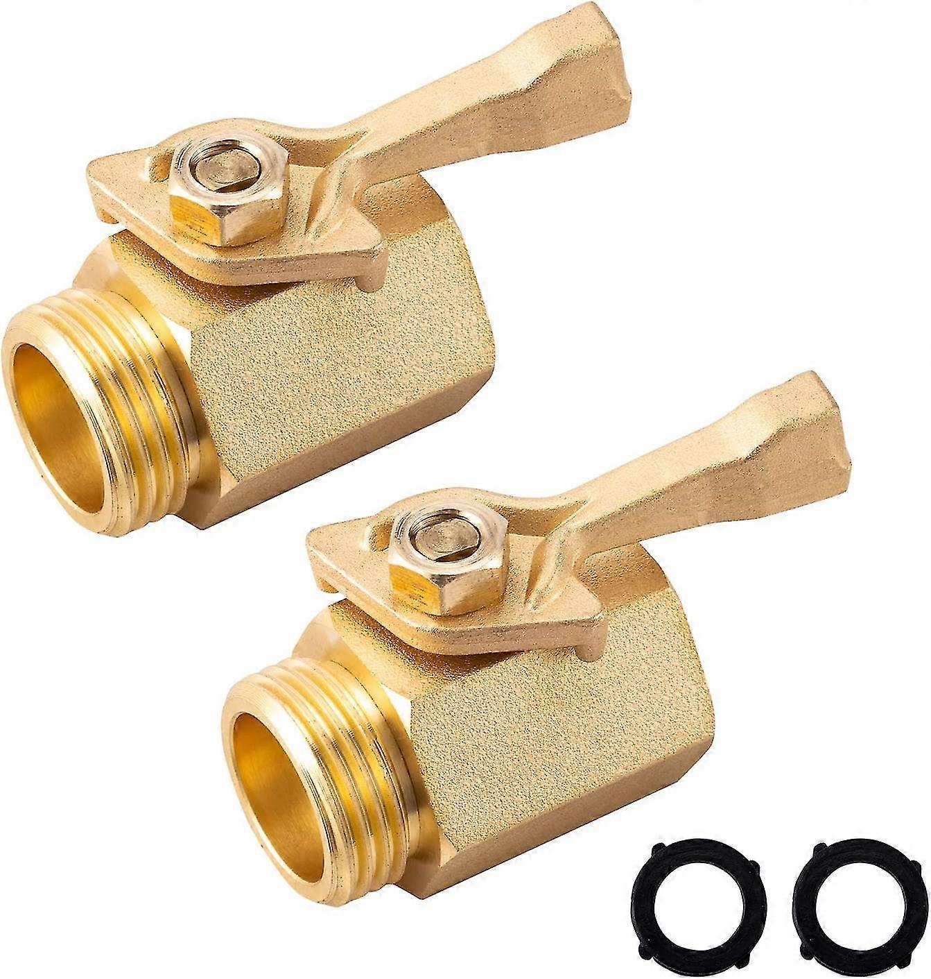 Super Heavy Duty 3/4" Brass Shut Off Valve Garden Hose Connector,heavy Duty Brass Garden Hose Shut Off Valve, 2-pack