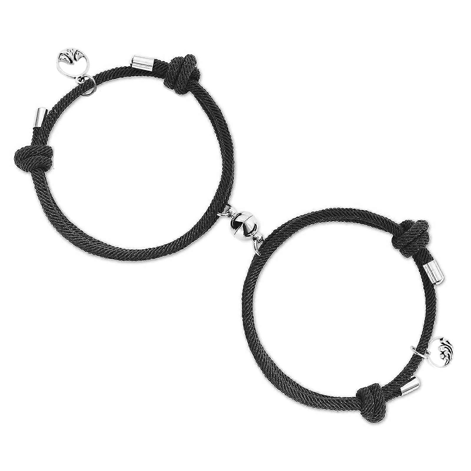 Magnetic Bracelet Set, Handmade Rope Adjustable Lover Bracelet Attraction Matching