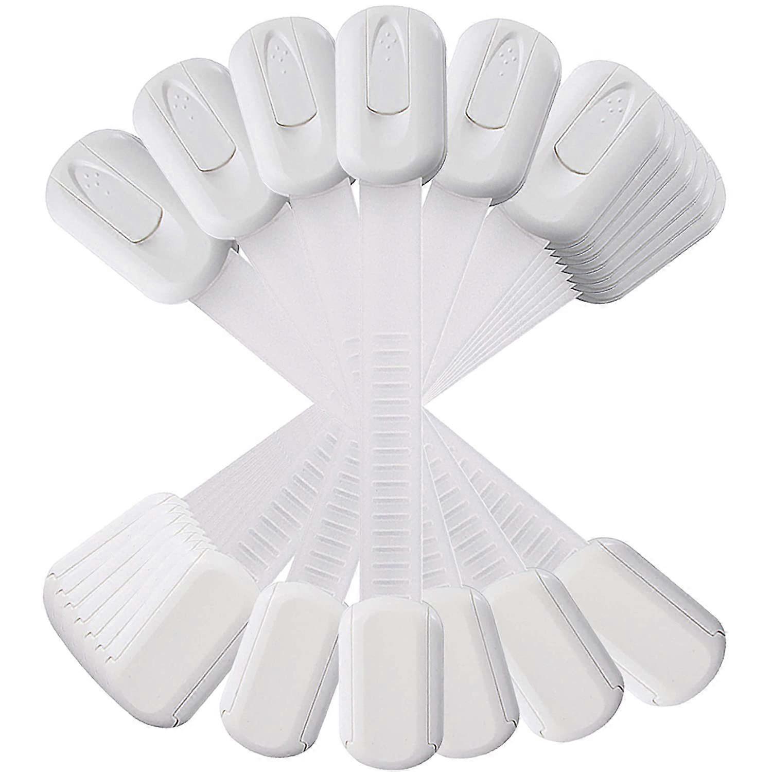 12 Pack Multi-Use Adhesive Straps Locks - Childproofing Baby Proofing Cabinet Latches for Drawers, Fridge, Dishwasher-19*3.5*1cm (White)