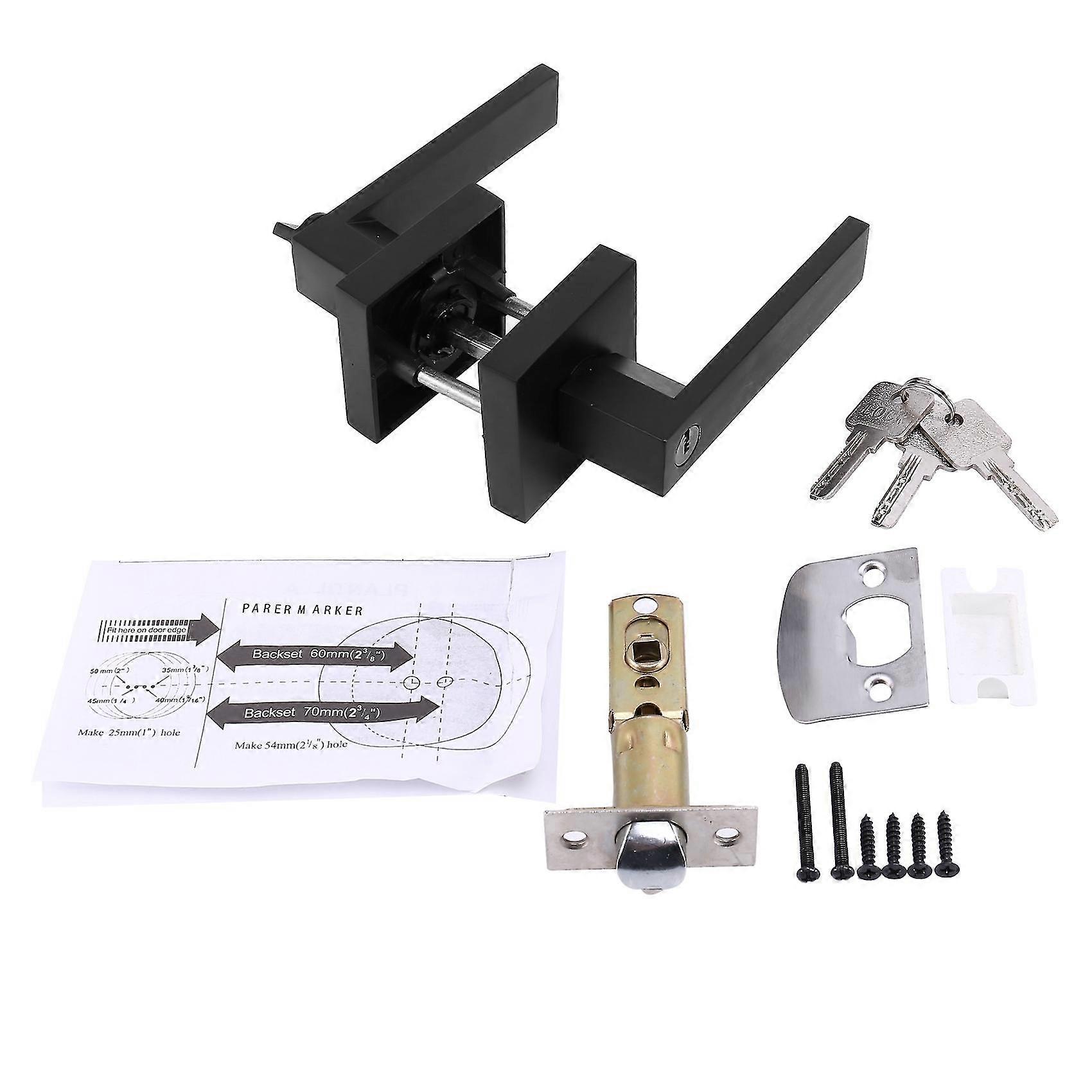 Door Handle Door Handle Lock Square Channel Privacy Mask Interior Bedroom Room Bathroom Three-bar S