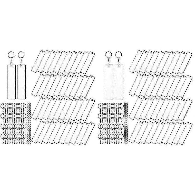 240 Pieces Rectangle Acrylic Key Chain Blank Transparent Blank