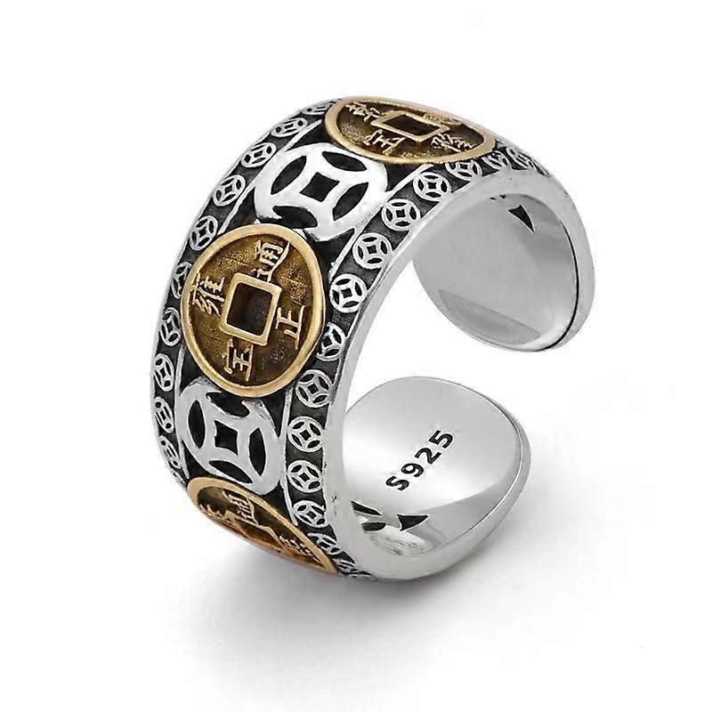 Five Emperors Money Ring, Five Emperors Money Lucky Ring, Adjustable Ring Five Emperors Money Open
