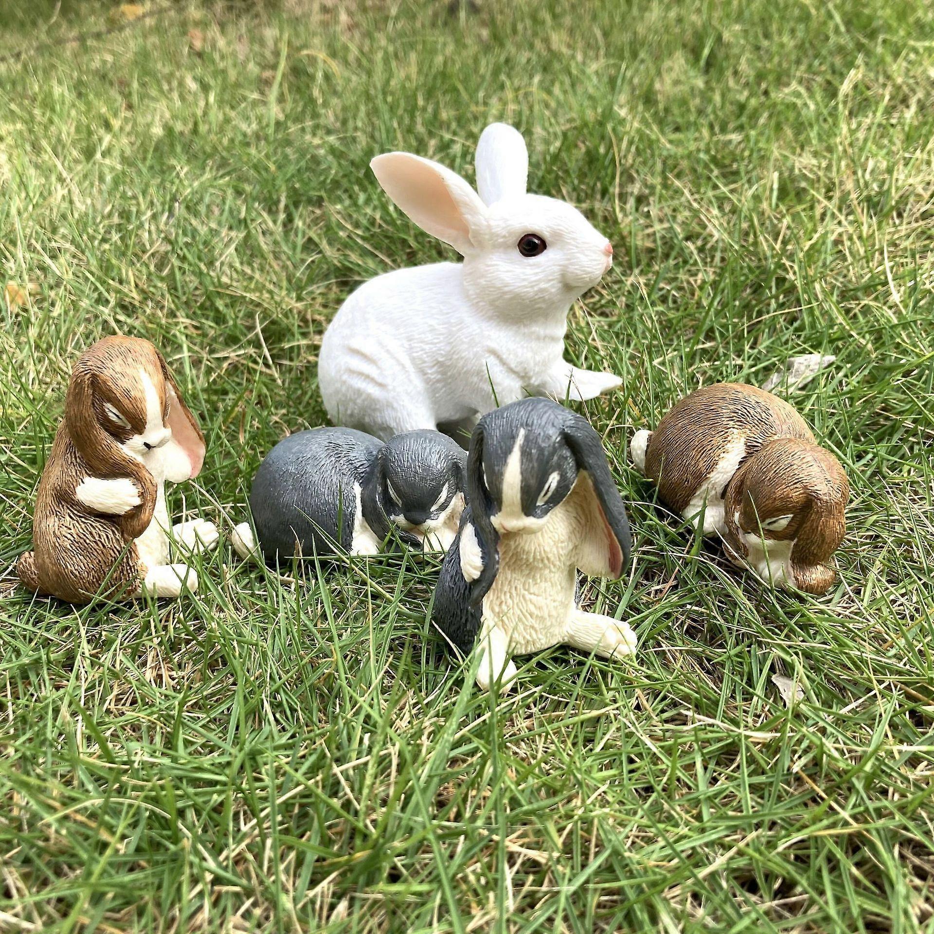 Set of 5 Rabbit Decoration, Mini Cute Rabbit Sculptures Indoor Ou