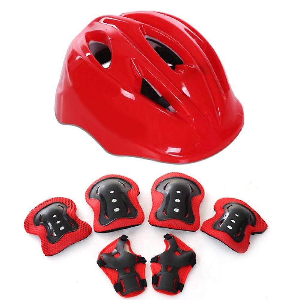Kaesi 7Pcs/Set Kids Roller Skating Skateboard Ski Helmet Arm Sleeve Knee Protector Kit