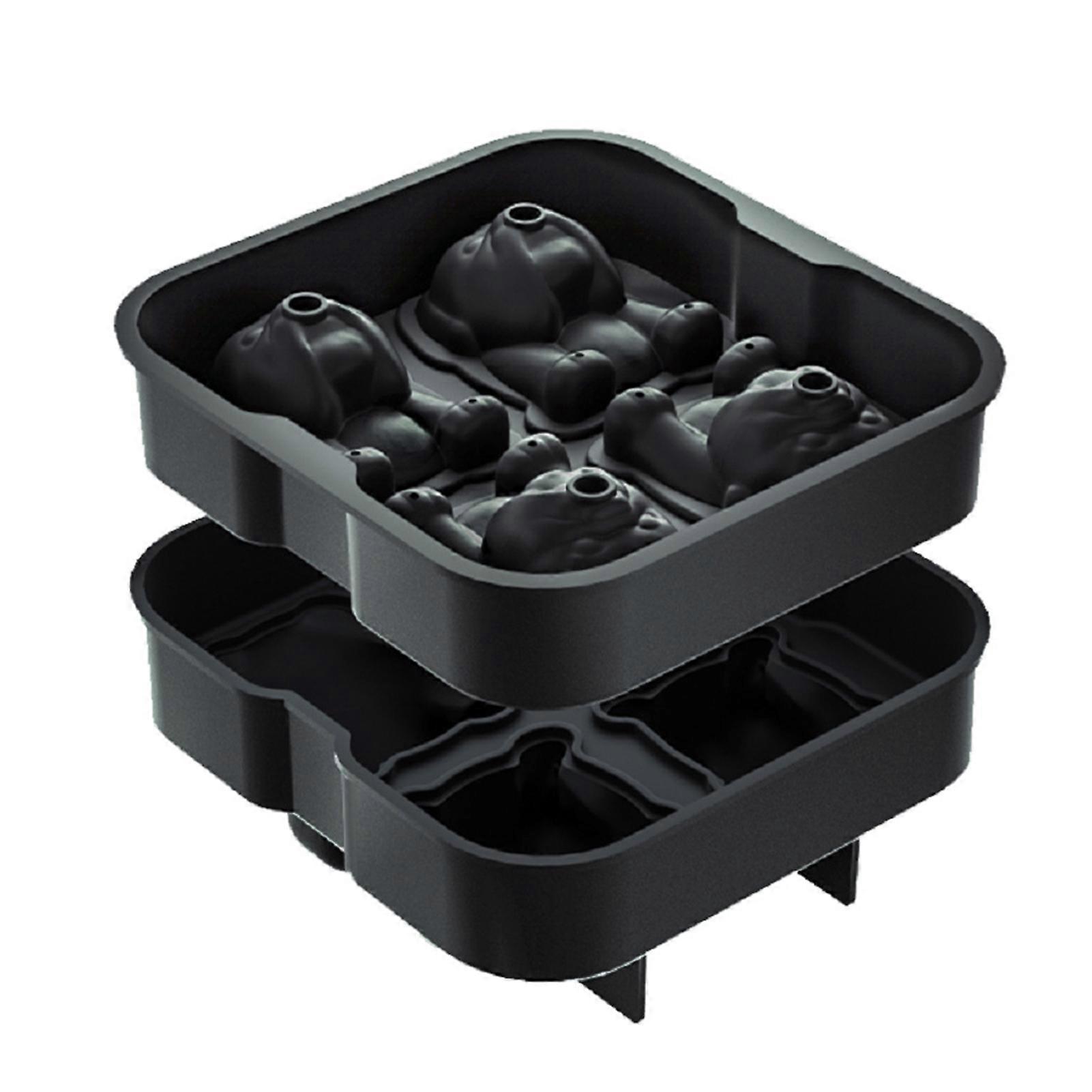 Bulldog Ice Tray 4 Cavity Low Temperature Resistance High Tenacity Non-stick Quick to Demold DIY Ice Cube Mold Kitchen Supplies KAESI