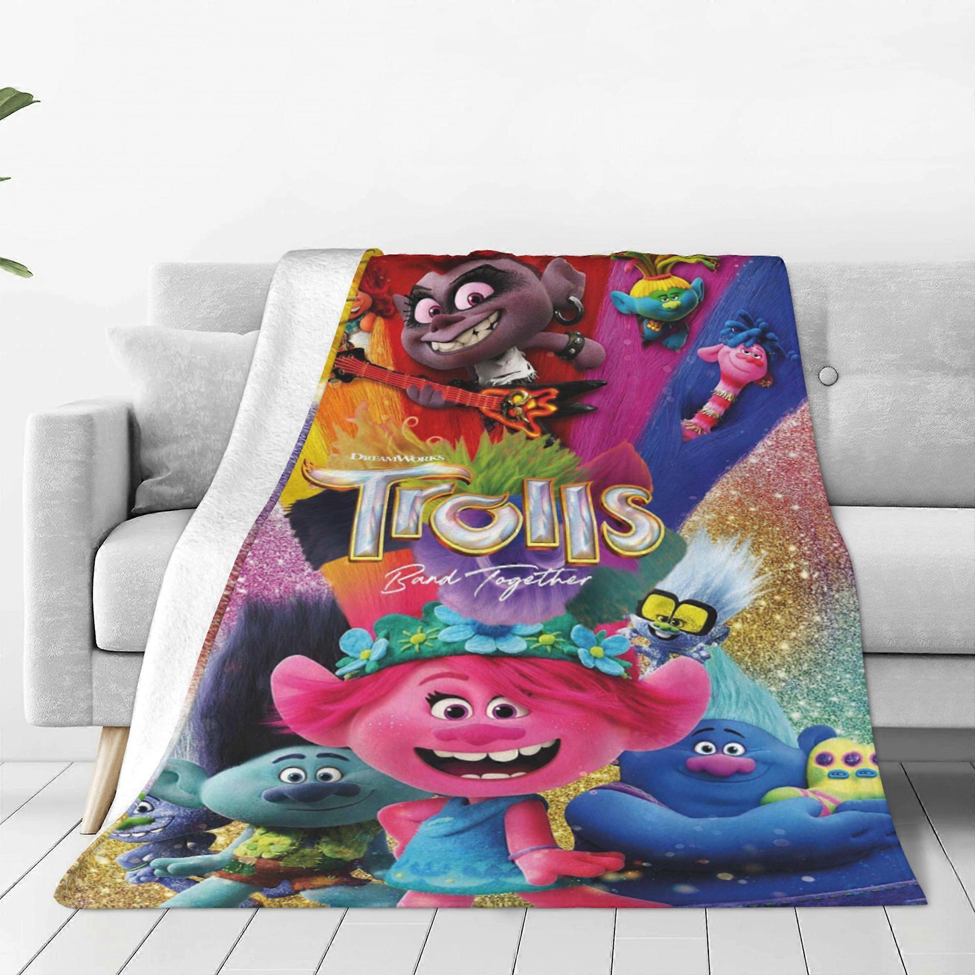 Trolls World Blanket Throw Lightweight Soft Air Conditioning Flannel Blankets for Bed Couch Sofa Party DecorationsEUB812