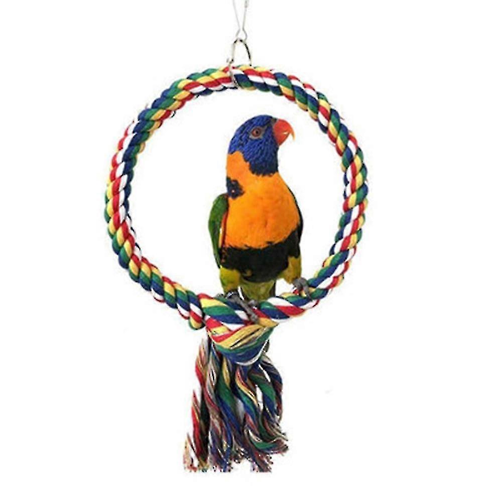 Bird Rope Swing Toy Climbing Rope Thickening Bars For Bird Cage Garden And Window With Play Rings Climbing Rings