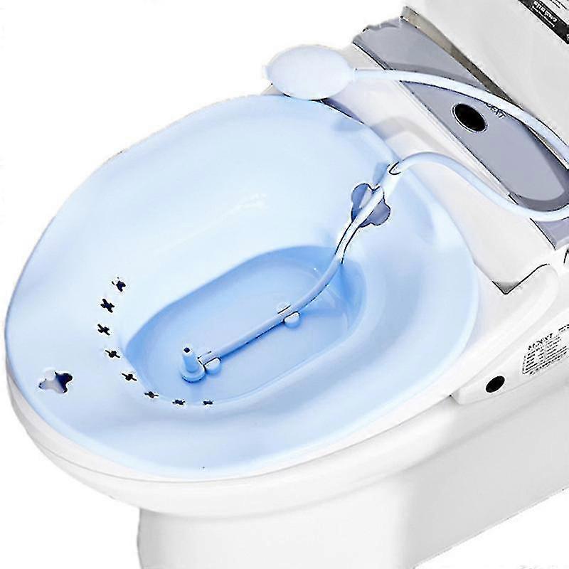 Sitz Bath For Toilet Hemorrhoids Postpartum Care, Perineal Soaking Bath Over The Toilet Seat, Collapsible Sitz Basin With Flusher For Vaginal An
