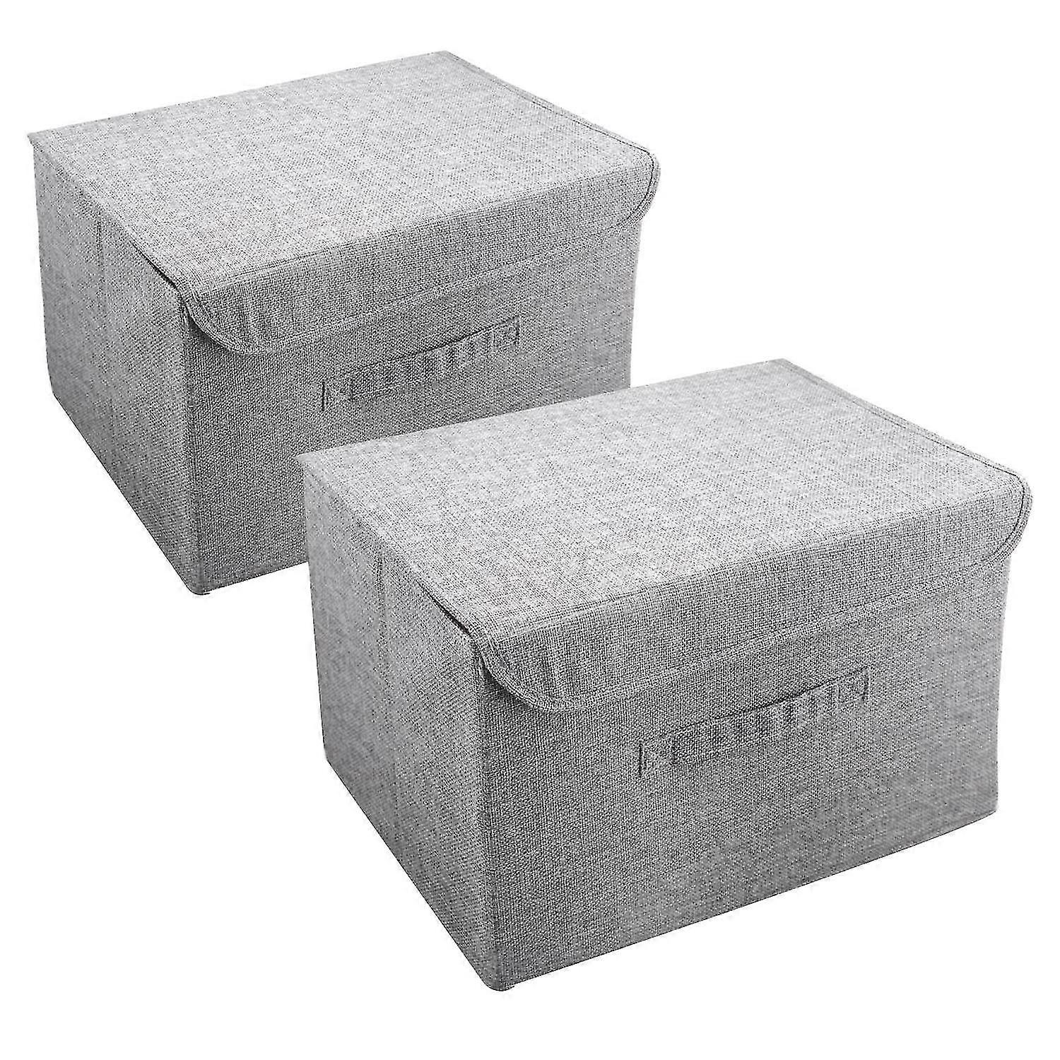 2 Pack Foldable Storage Boxes with Lids,Storage Baskets Containers Organizers with Handles for Bedr