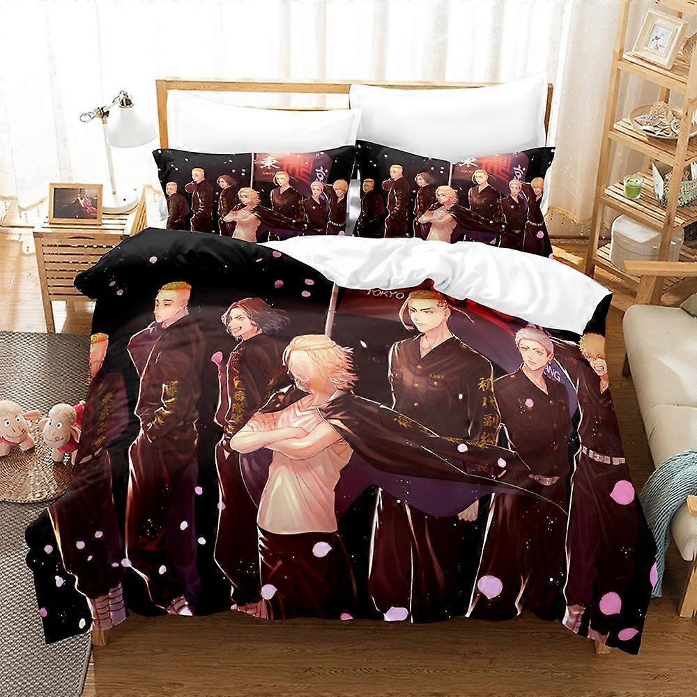 a637 Draps de lit Tokyo Revengers Ensemble de literie Simple Simple Double Ensemble de lit Double Taille Adulte Chambre d’enfant Housse de couette Ensembles Anime Ensemble de draps de lit Draps de lit iip637