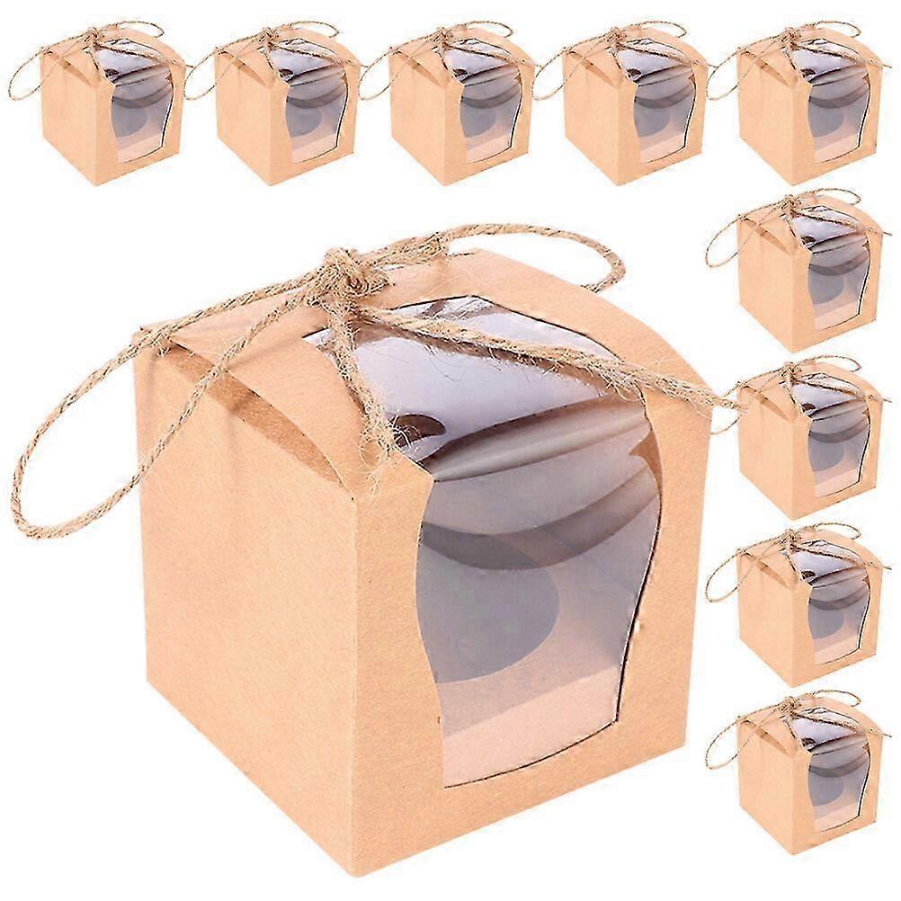 10pcs Cupcake Box Bakery Box With Window Individual Paper Cupcake Container