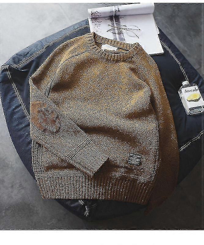 الرجال الشتاء سميكة مكتنزة متماسكة سترة طويلة الأكمام خمر الكوع التصحيح فو الصوف Pullover أعلى لون صلب عارضة فضفاضة قميص قميص Streetwear