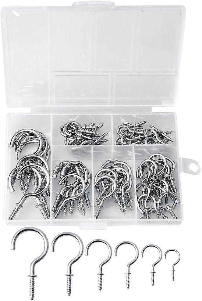 75 Pieces Multi-Size Ceiling Hooks,Nickel Plated Metal Screw-in Ceiling Cup Hook