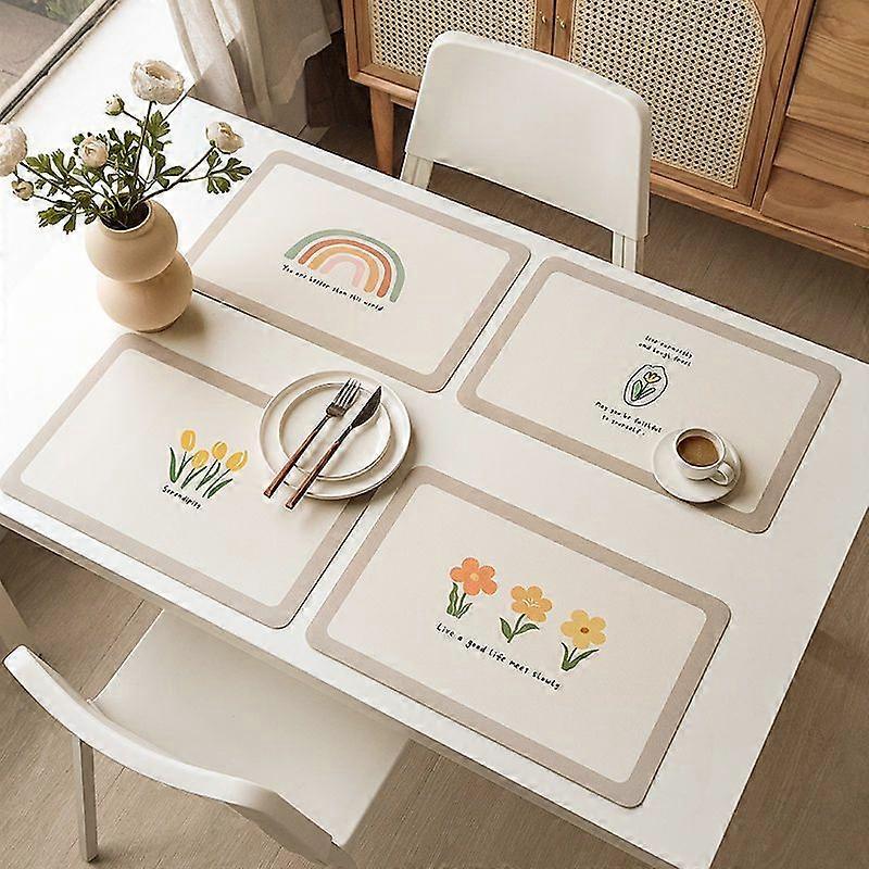 Small fresh heat-insulating anti-scalding table mat, diatom mud soft cushion, wipeable, waterproof and easy to clean (4pcs, 3040cm)