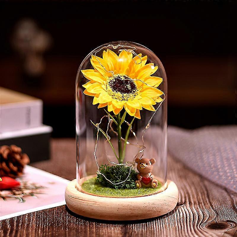 Sunflowe Gifts For Women For Mom,artificial Flowers In Glass Dome