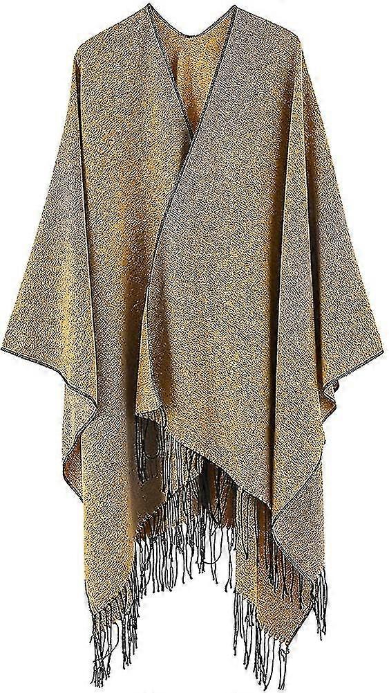 Women's Stylish Open Front Cape Oversize Knitted Shawl Wrap For Women