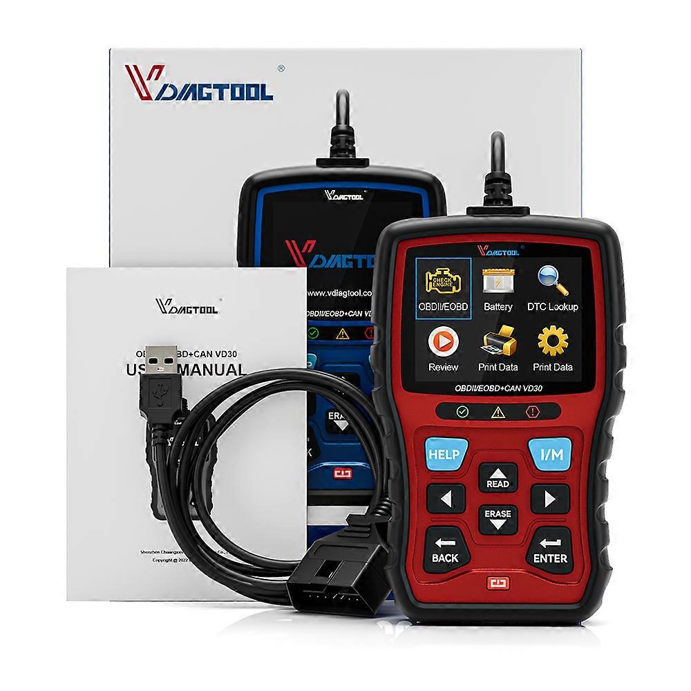 VDIAGTOOL VD30 OBD2 Scanner DTC Lookup Code Reader I/M Readiness Enhanced Automotive Scan Tool Check Engine Light Free Update