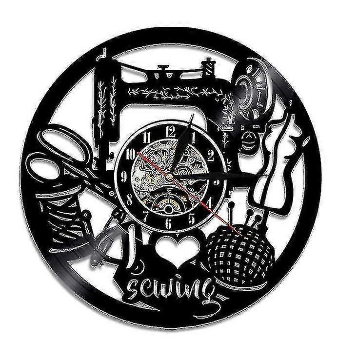 Sewing Machine Vinyl Record Wall Clock,retro Decorative Wall Clock