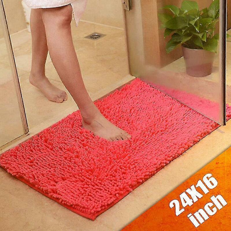 bath soft shaggy microfiber floor bathroom non-slip absorbent rose