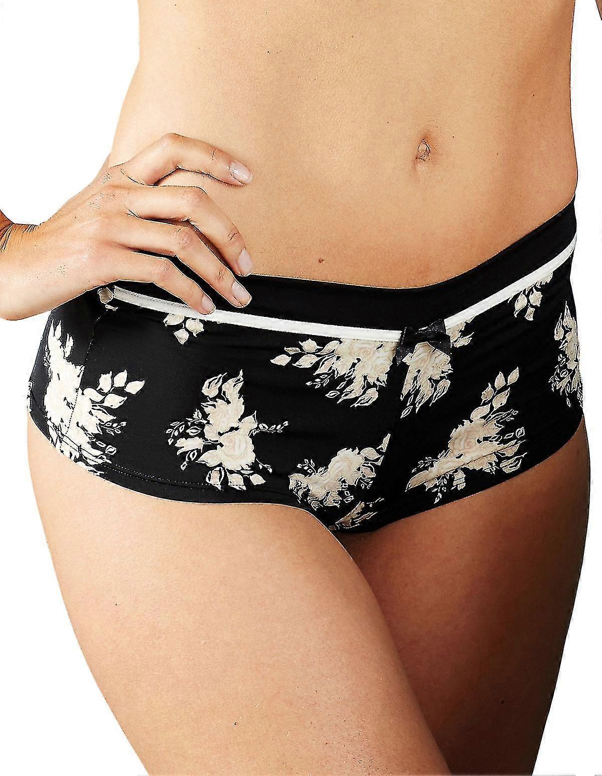 12648-D-002 Women'S Black Floral Knicker Shorties Boyshort