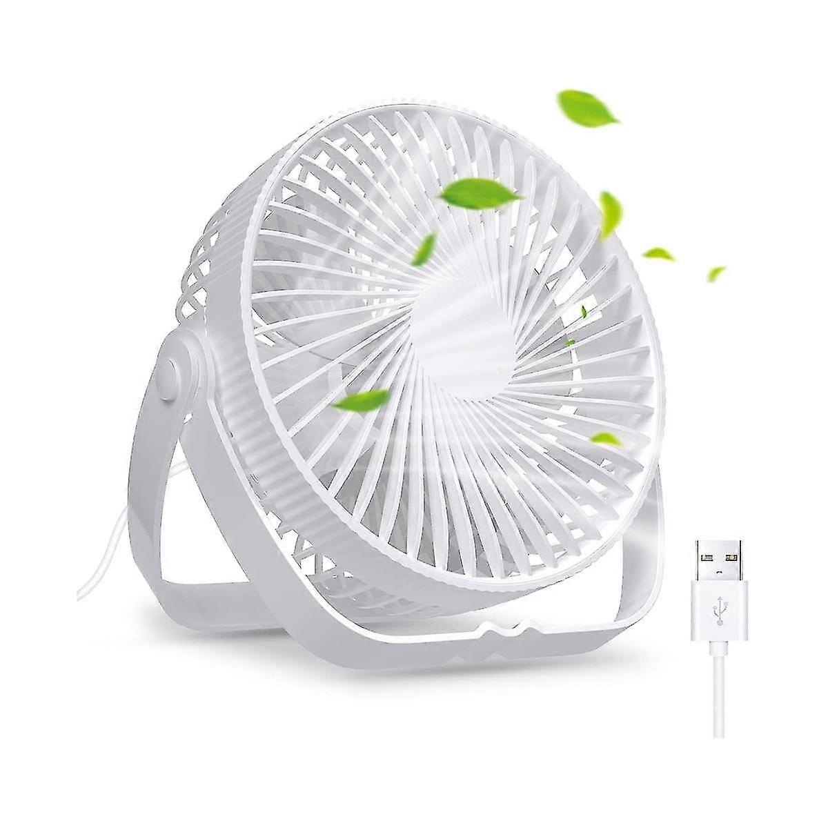 Usb Fan Small Desk Table Fan Silent Powerful Portable Mini Cooling Fan Rechargeable Battery Fan 3 Speeds Adjustable 360