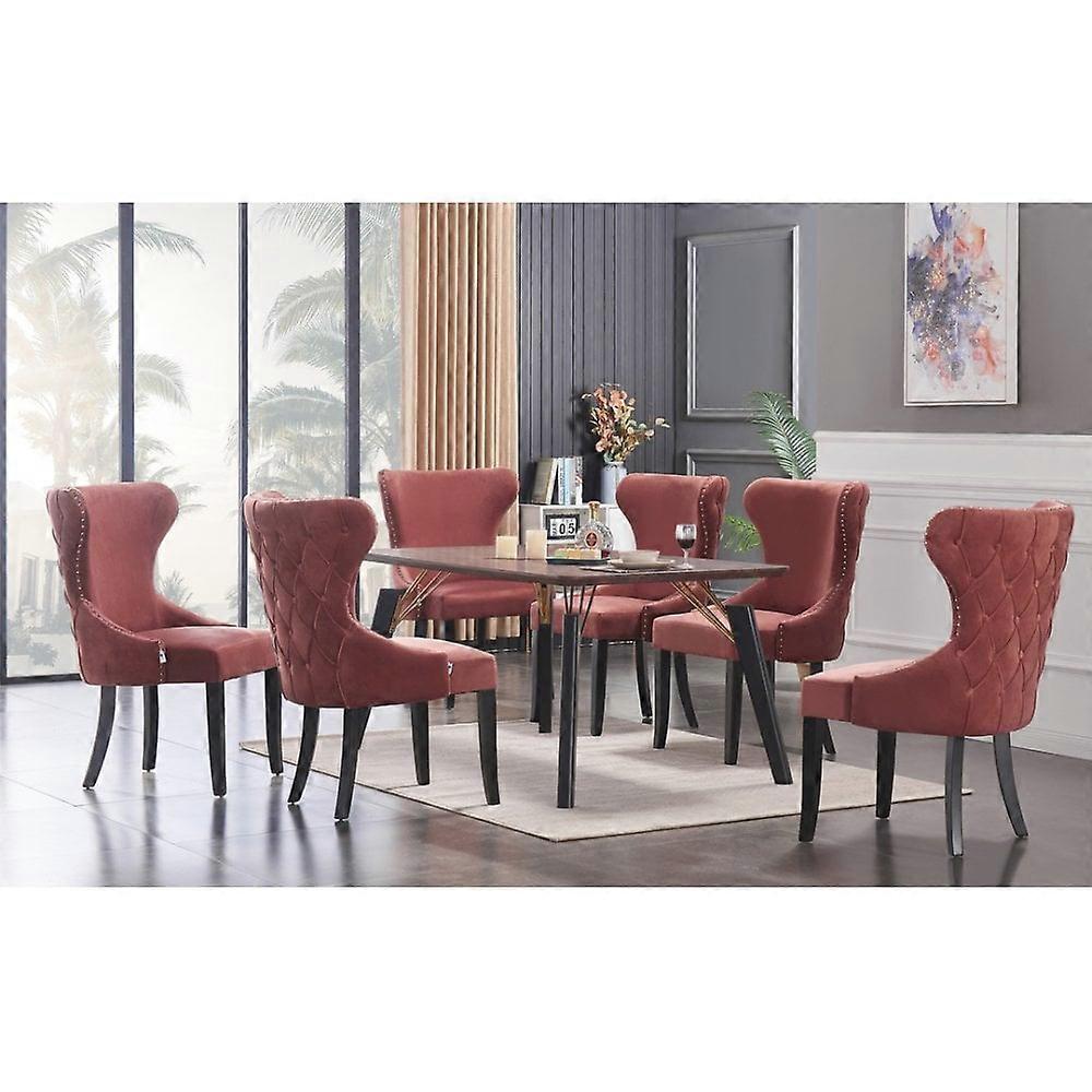 Manuel Cosmo Dining Set - A Dinette Table & 6 Velvet Upholstered Chairs Armless