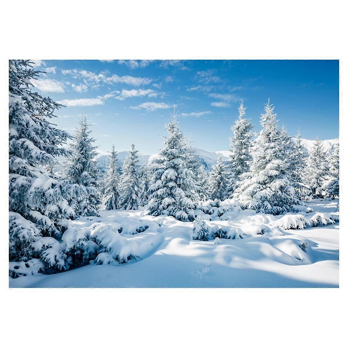 210X150Cm Winter Snow Background Cloth Snowflake Christmas Tree Glitter White Forest Party Photogra