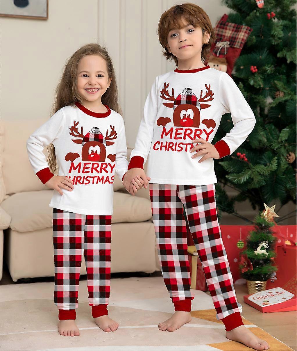 Pyjama De Noël 2 Pièces Manches Longues - T-shirt + Pantalon, Motif Fête, Pour Enfants - 8