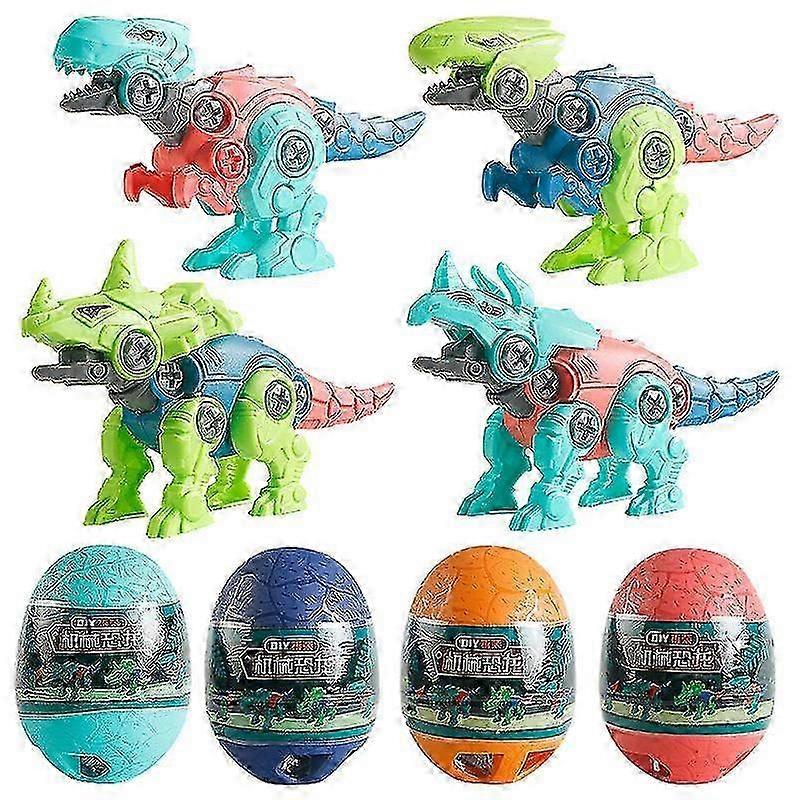 4pcs Disassembly And Assembly Building Blocks Screw Twisted Egg Blind Box Dinosaur Egg Random Style