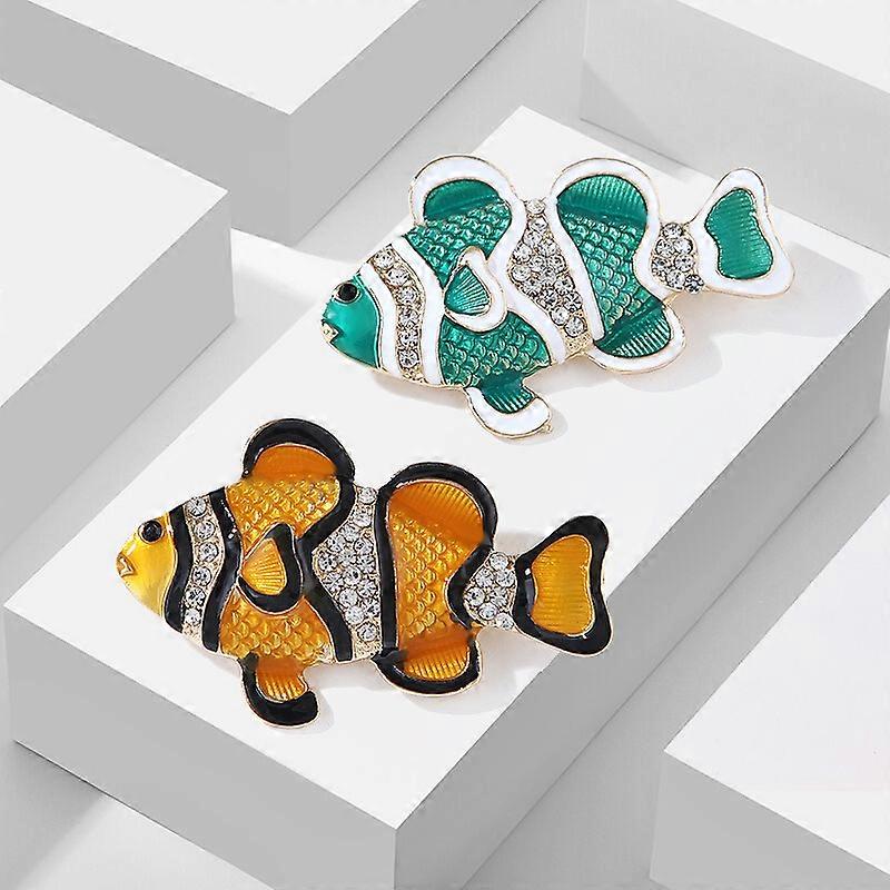 2 broșe de animale clovn (auriu, verde)