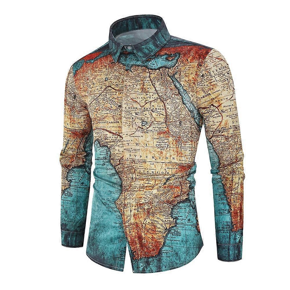 Herren Langarmshirt mit Map-Print