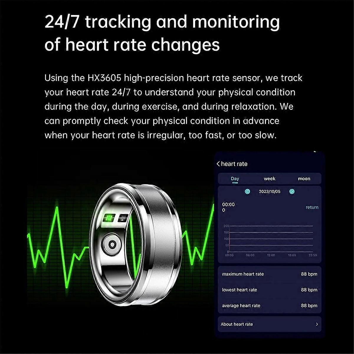 Smart Ring Fitness Tracker met Slaapmonitoring Bloedzuurstofmonitoring Lichaamstemperatuur Stappenteller Sport Ring A