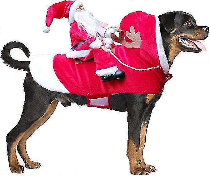 Santa Dog Costume Pet Clothes, Santa Claus Riding Pet