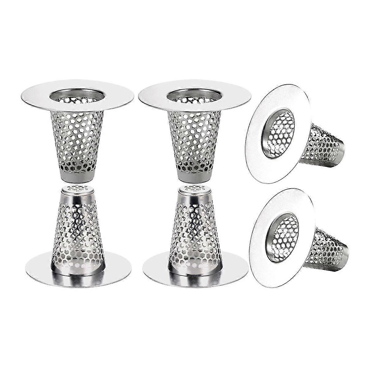 6PCS Crépines de vidange d’évier de salle de bain pour trou de vidange de 1,2 à 1,6 pouce, petit couvercle de vidange de baignoire conique en acier inoxydable de 1 pouce