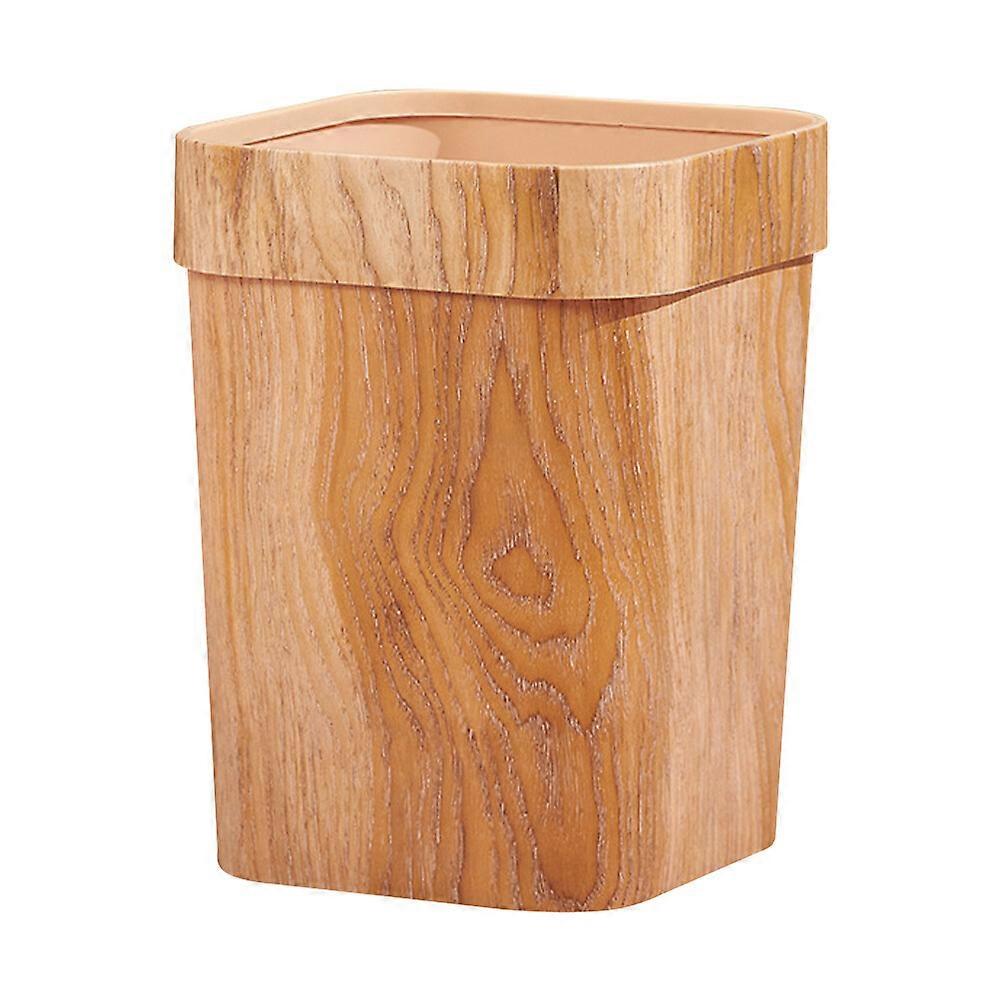 Living Room Trash Can Wood Grain Waste Container for Practical Use