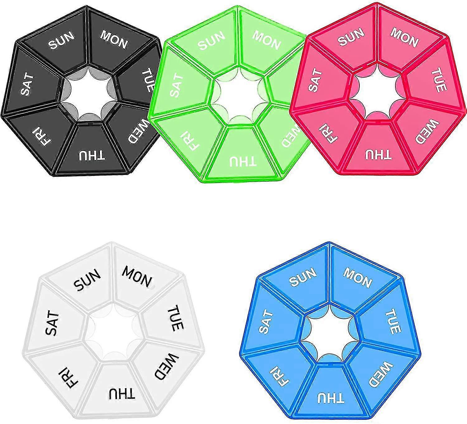 5 Pcs Weekly Pill Organizer, 7 Day Pill Box Organizer Once A Day Am Pm Medicine
