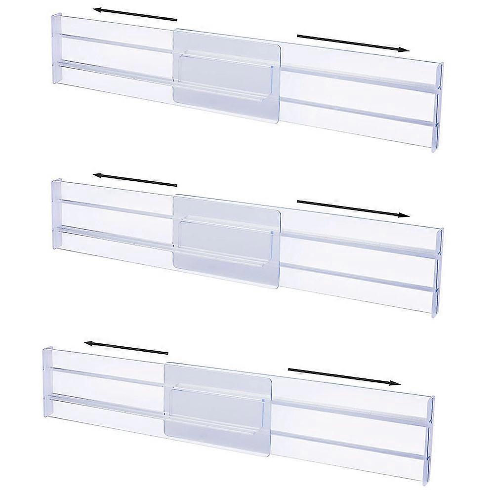 Set of 3 Adjustable Drawer Dividers 8cm Tall, Extendable 27.5-52cm, Dresser, Kitchen Utensils and Desk Storage