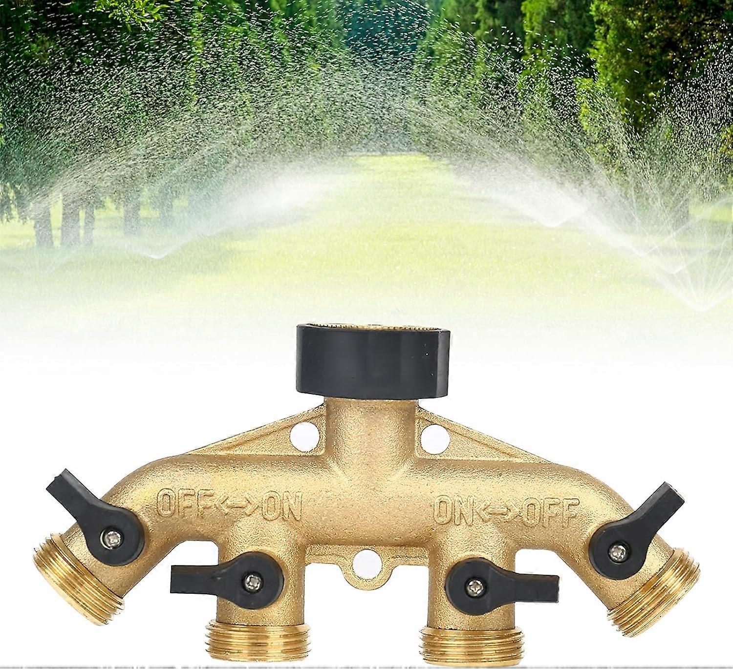 4 Way Faucet Distributor, Garden Faucet Distributor, Adjustable Lockable Water Flow Distributor, 3/4