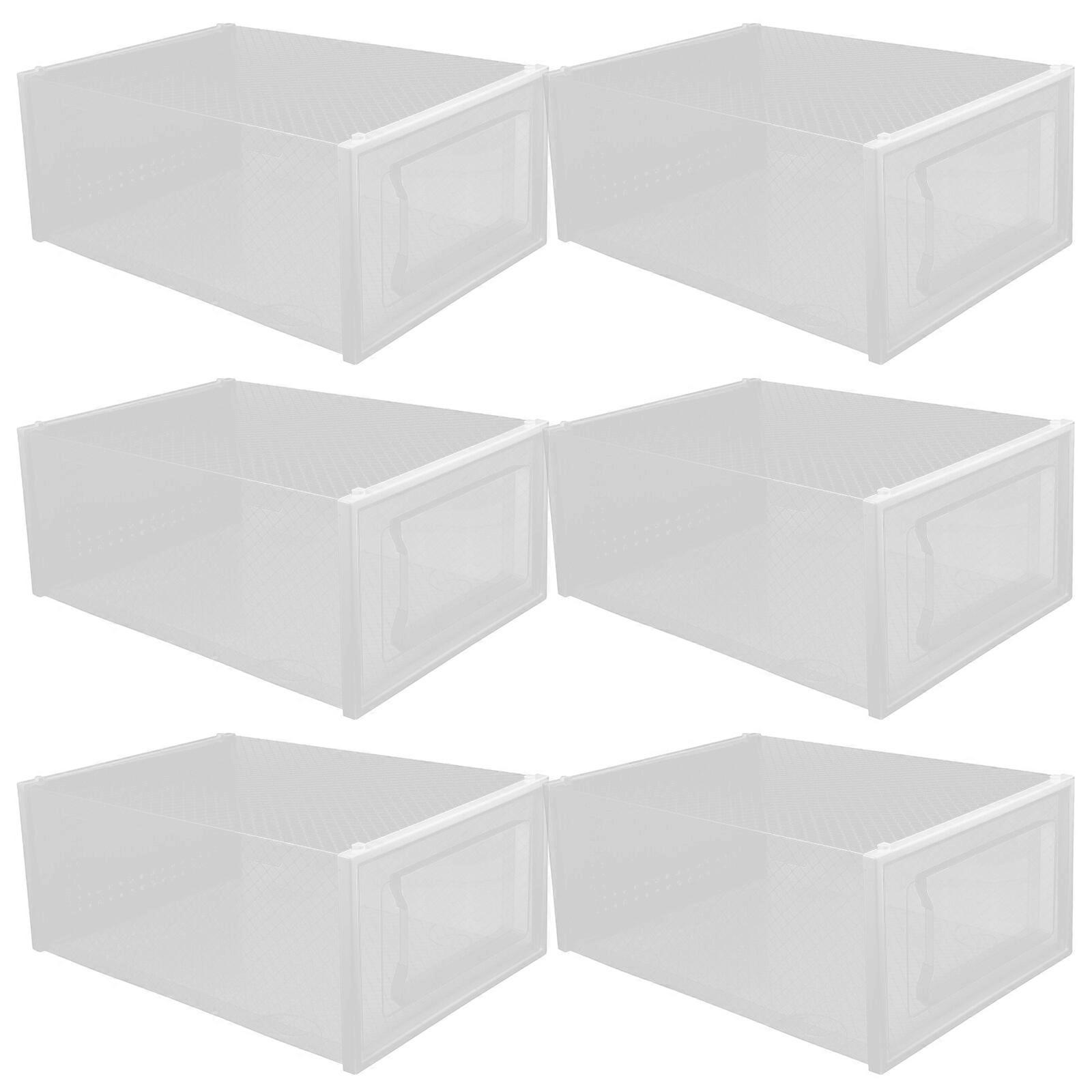6pcs Shoe Storage Boxes Clear Stackable Shoe Organizer Shoe Boxes Case Container