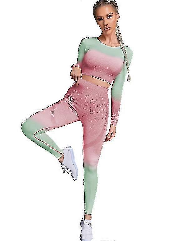 Damen Seamless Exercise Set 2-teiliges Langarm-Top + Strumpfhose