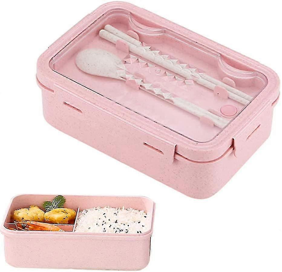 Bento Box,bento Lunch Box For Kids And Adults, Leak-proof Lunch Boxes For Microwave Bento Lunch Boxes With 3 Compartments And Tableware