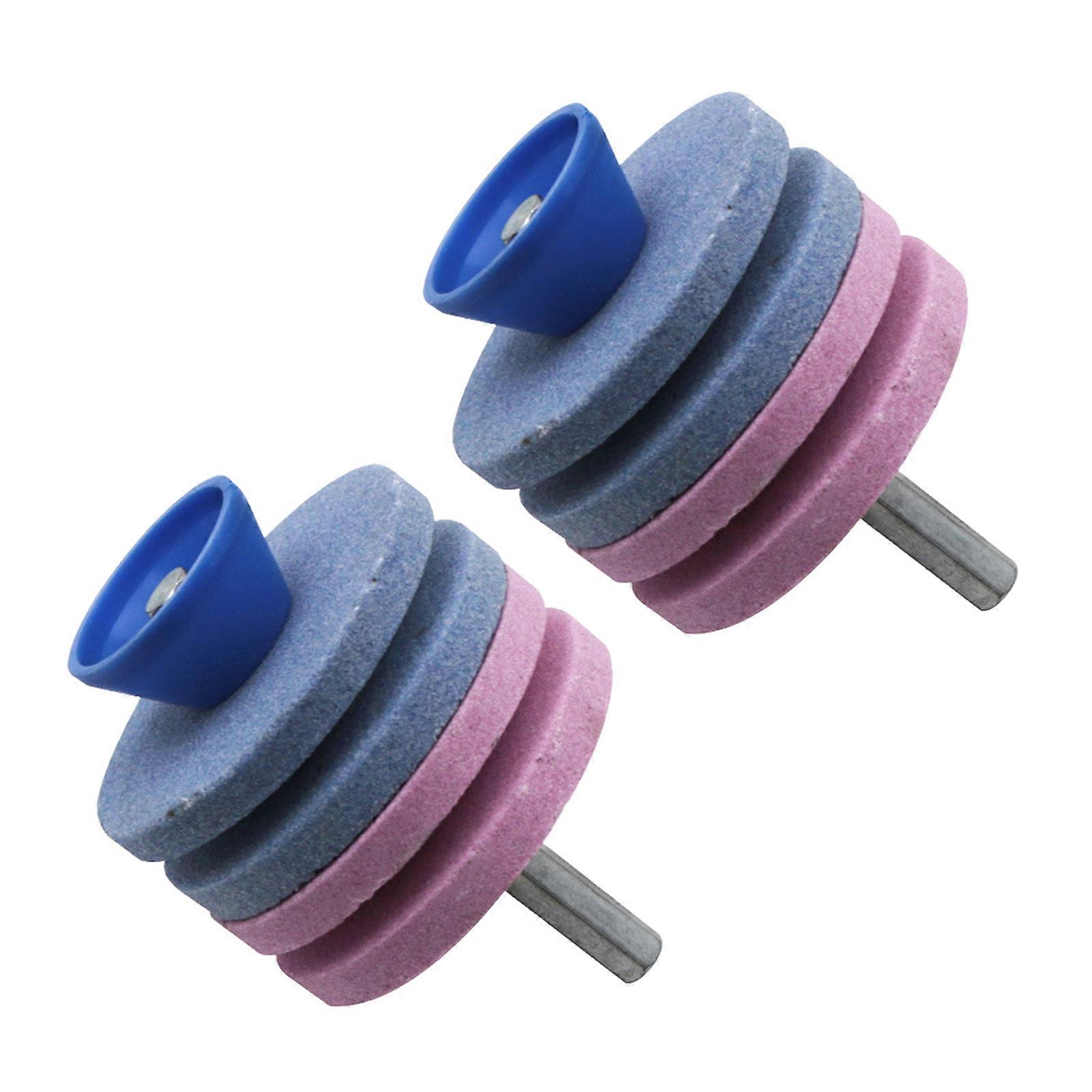2Pcs Lawn Mower Blade Sharpener Tool Double Layer Corundum Cutter Sharpener for Drill Universal Wear Resistant Blade Sharpening Kit Garden Tool Jikaix