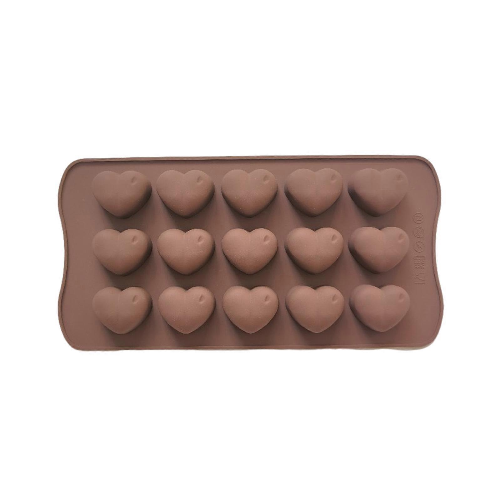 JiKaiX Chocolate Mold 15 Grids 3D Heart-shaped Candy Mold Non-stick Silicone Baking Cake Mold for Home Kitchen